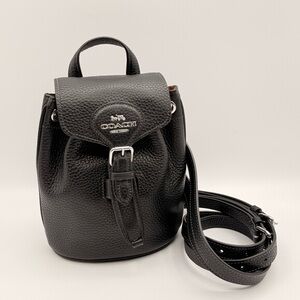 Coach Amelia AUTHENTICATED Mini Convertible Backpack Crossbody Black Leather